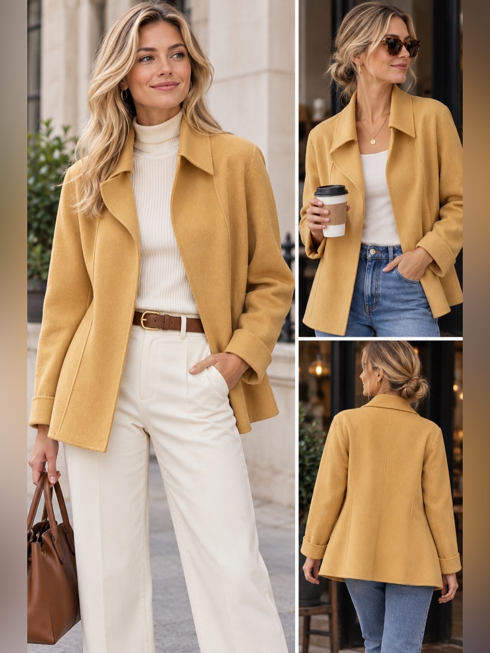 Ellen Tracy Mustard Yellow Pea Coat